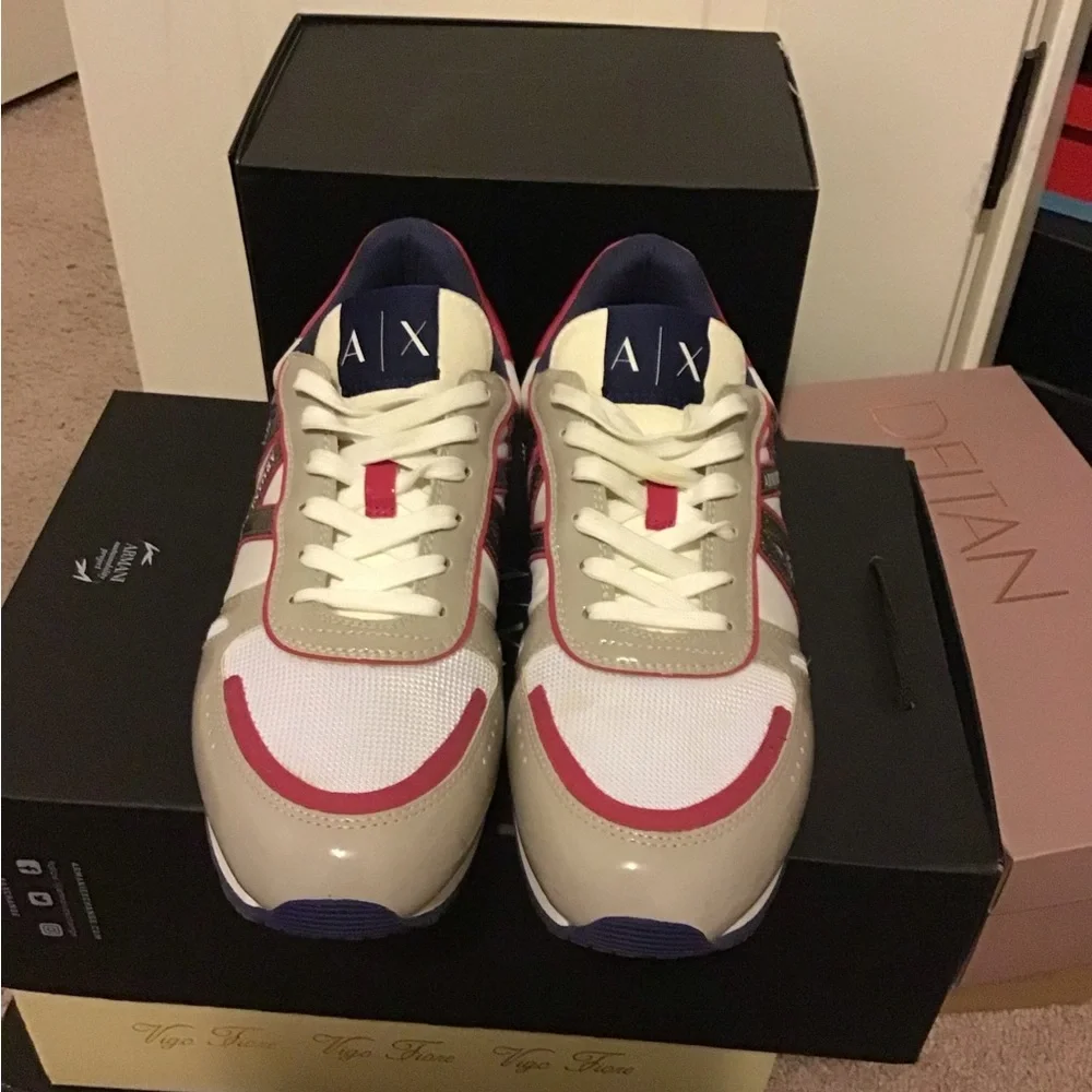 Armani Exchange woman’s pink , tan and blue Sneakers - Picture 2 of 3